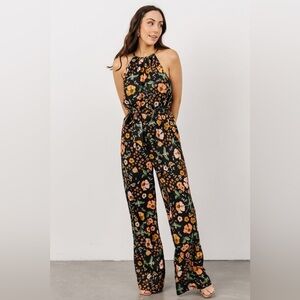 Baltic Born Mallory Floral Halter Jumpsuit - Black medium